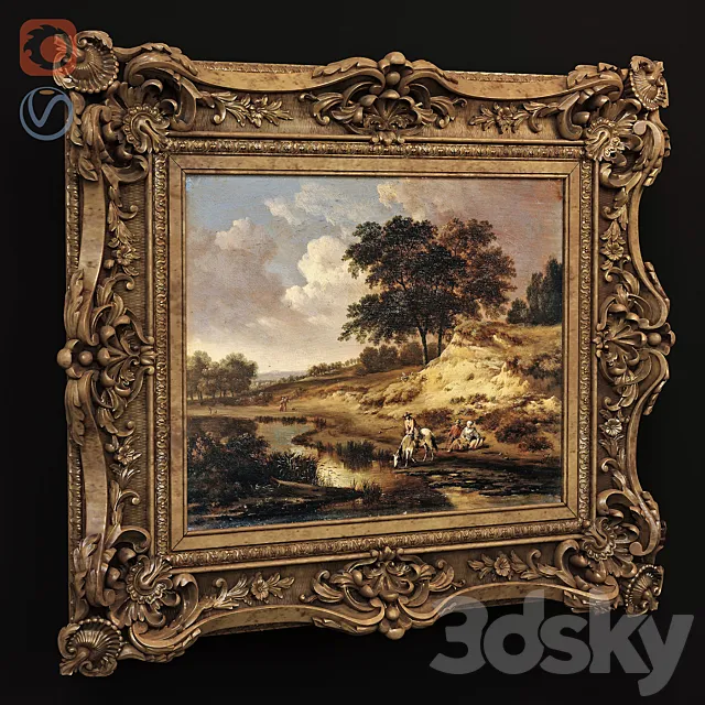 Picture in a carved frame. Free Download