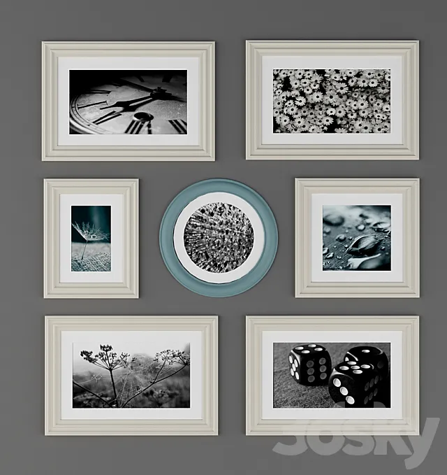 Pictures in frames with Matboard 3DModel