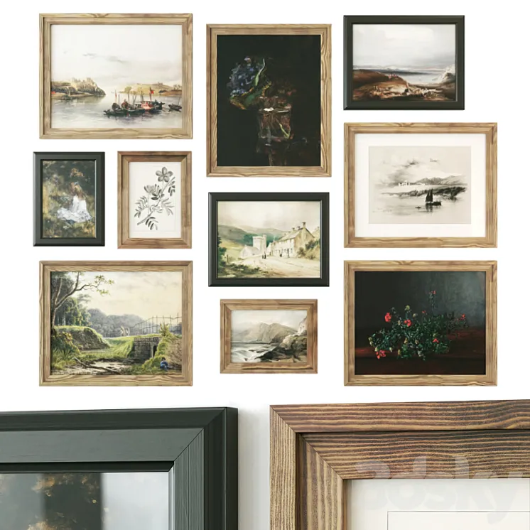 Pictures with landscapes and still lifes 3D Model Free