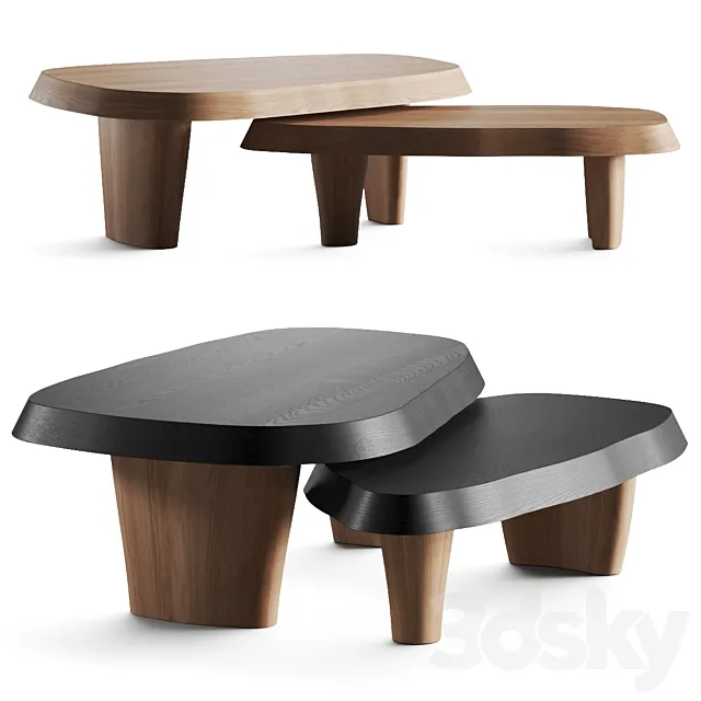 Pierre Augustin Rose Duo Multilaque Coffee Tables 3D Model
