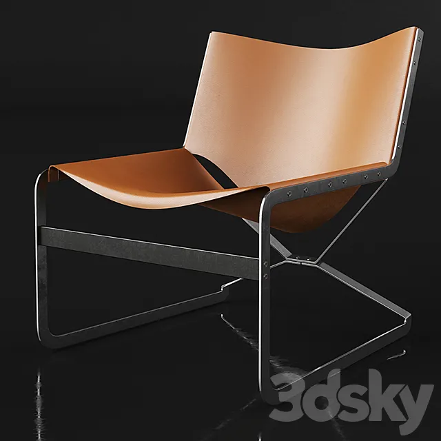 Pierre Paulin Leather and Steel Lounge Chair 3D Model