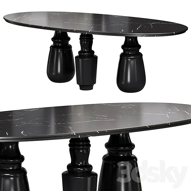 Pietra Oval Xl Nero Marquina Dining Table by Bocadolobo 3D Model