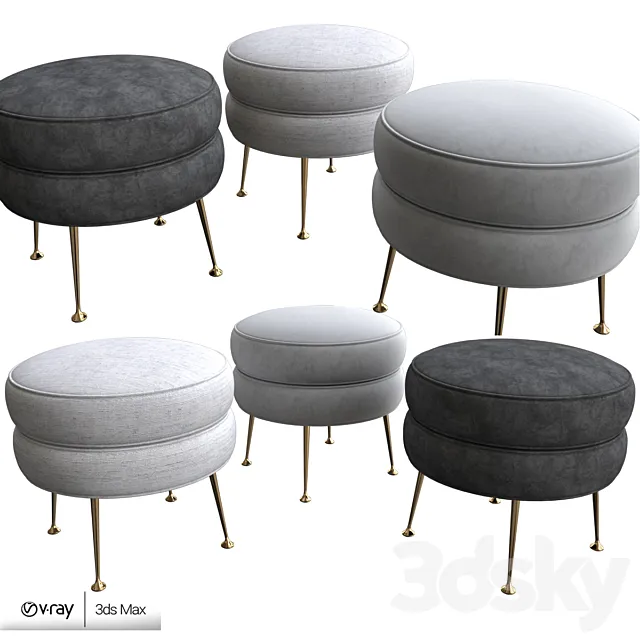 Pietro round ottoman 3D Model