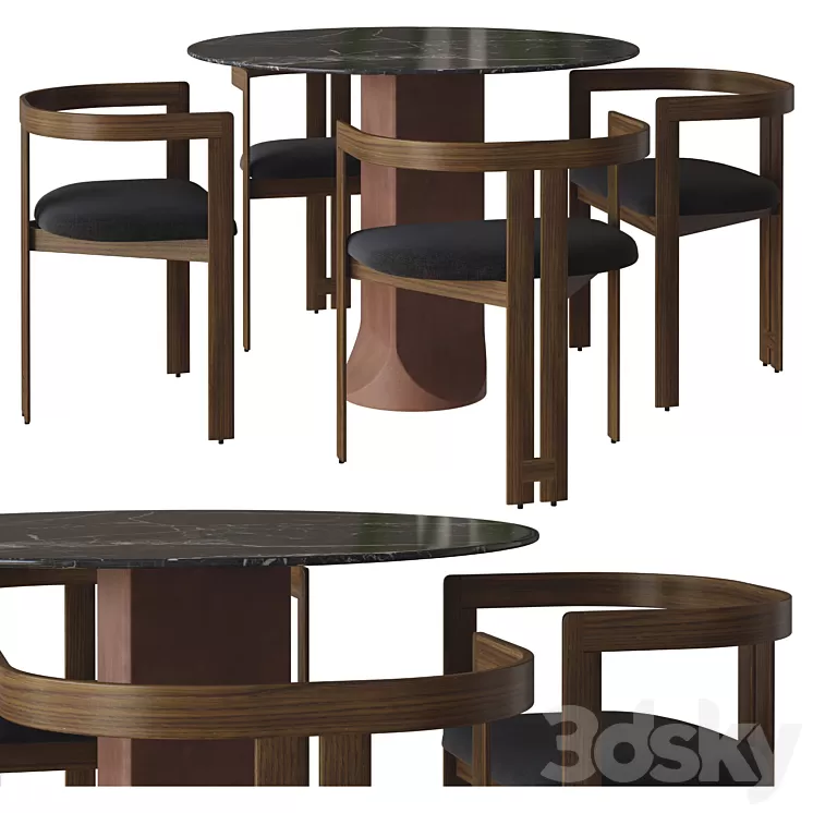 pigreco chair and togrul table by tacchini 3D Model Free