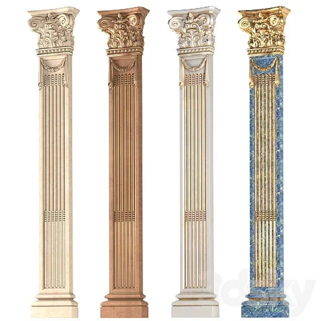 Pilaster in classic style. 3D Model