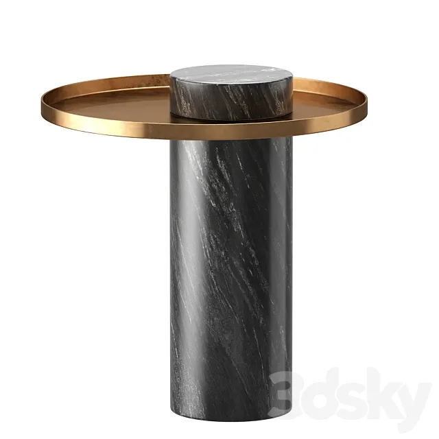 Pillar Side Table in Black Marble & Brushed Gold design by Nuevo 3DModel