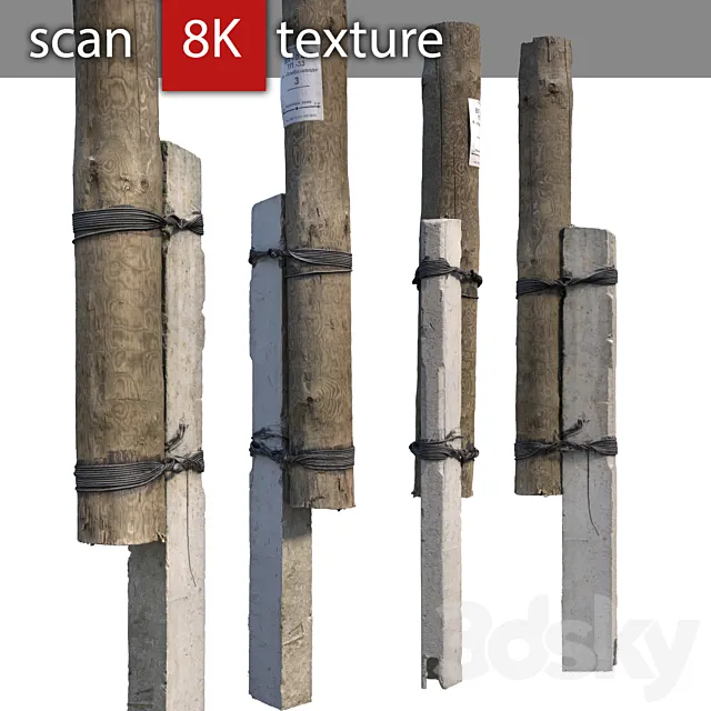 Pillar with concrete support 3D Model