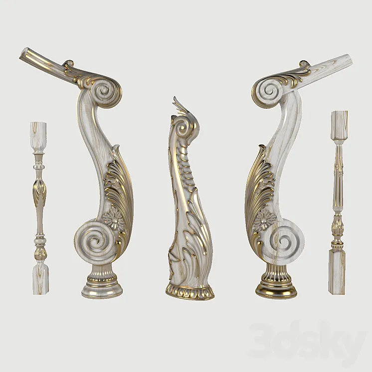 Pillars balusters for stairs. 3D Model Free Download