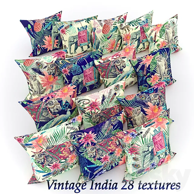pillow set vintage India 3D Model