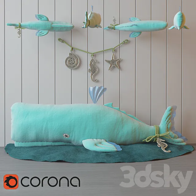 Pillow toy sperm whale. 3DModel