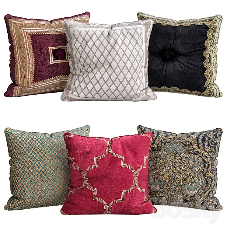 Pillows for sofa 6 pieces No. 142 3D Model Free Download