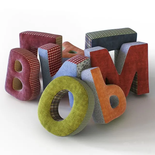 Pillows in the form of letters 3D Model