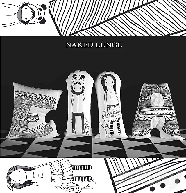 Pillows Naked Lunge 3D Model