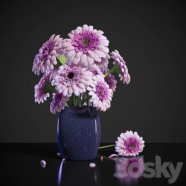 PINK DEW GERBERA 3D Model