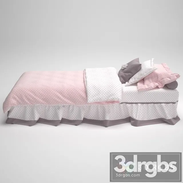 Pink Kid Bed 3D Model Free