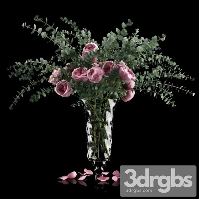 Pink Roses Eucalyptus 3D Model Free