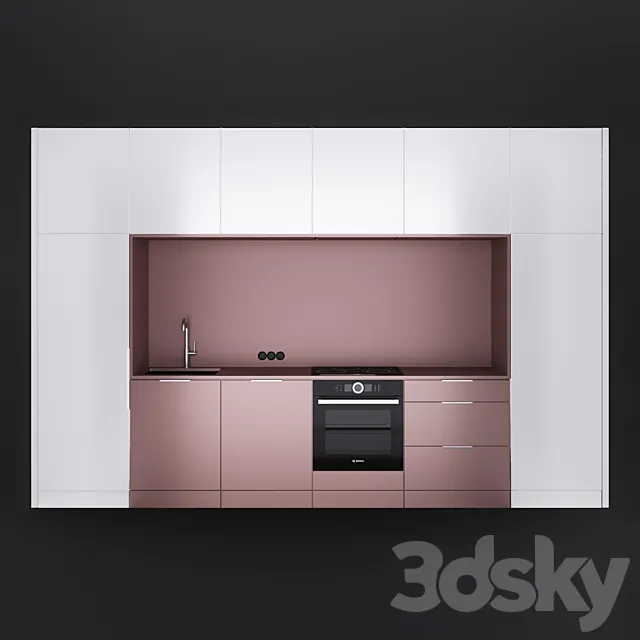 Pink & White Kitchen 3D Model