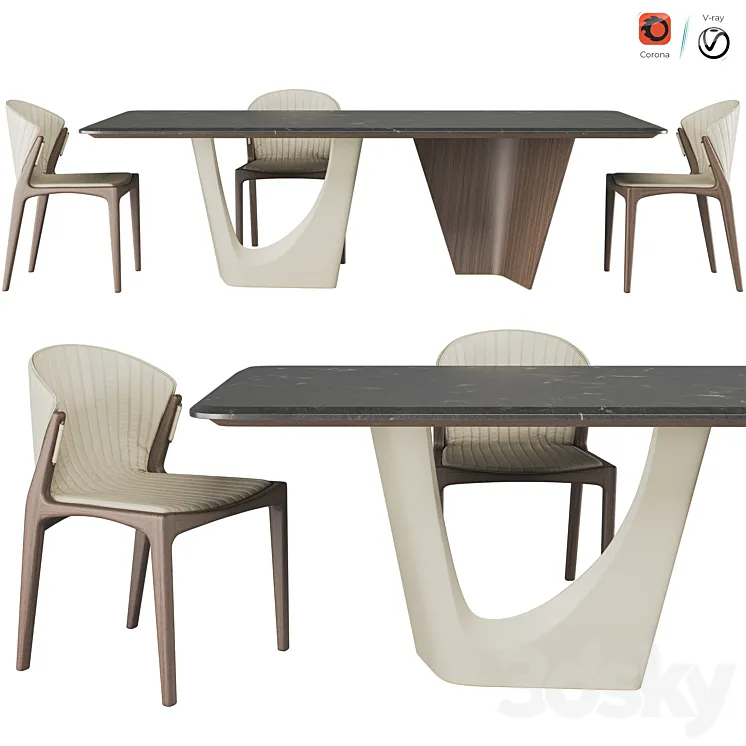Pinnacle table And Luisa chair 3D Model Free