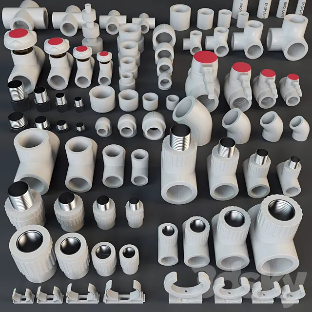 Pipes and fittings wavin ekoplastik 3D Model