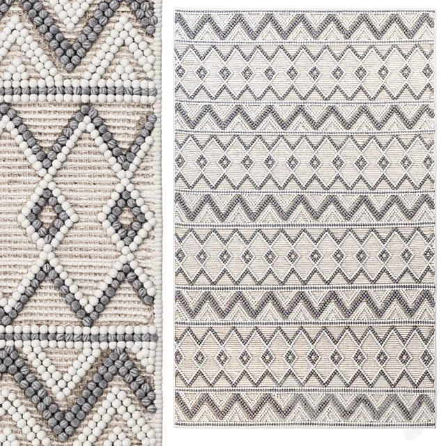 Pirlo Boho Farmhouse Wool Area Rug 3DModel