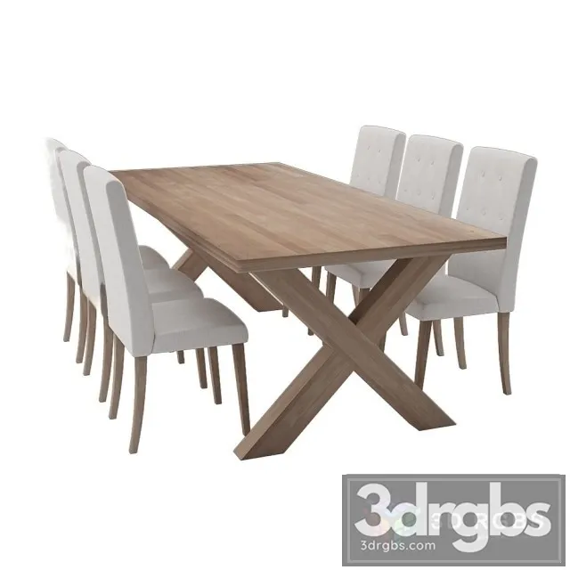 Pitsburgh Dining Table With Chairs 3D Model Free