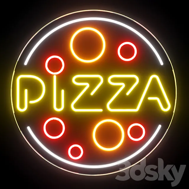 Pizza Neon Sign 3D Model