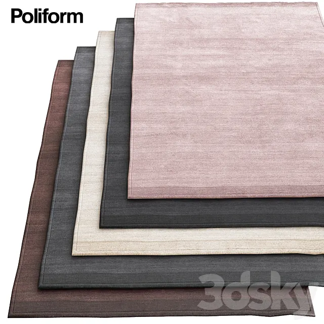 Plain gray poliform rugs 3D Model