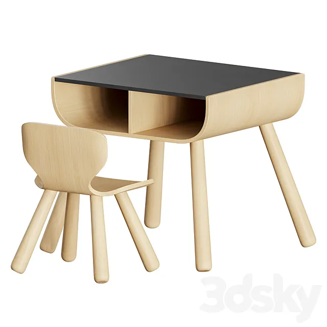 Plan Toys Black Table and Chair 3DModel