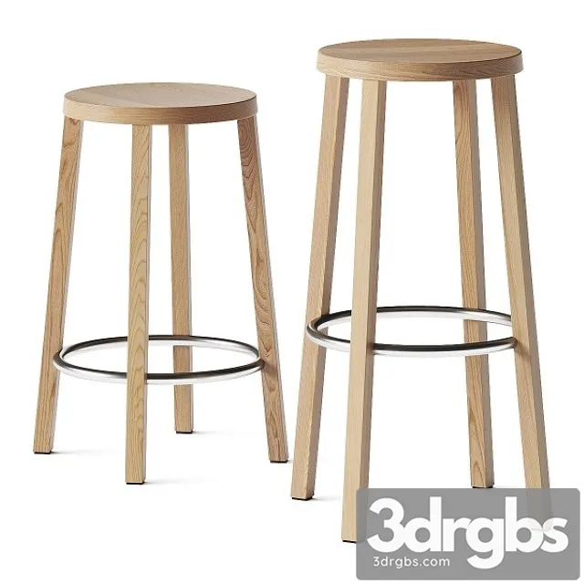 Plank Blocco Barstools 3D Model Free