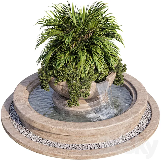 Plant and fountain 01 3D Model