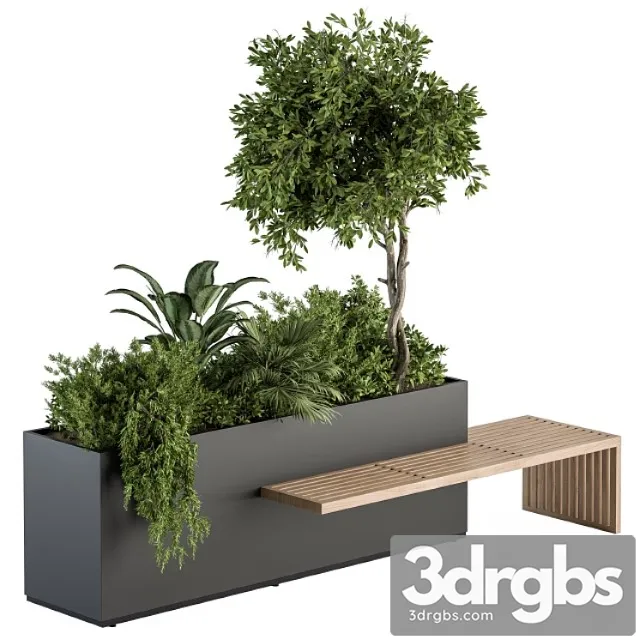 plant box with bench - set 28 3D Model Free