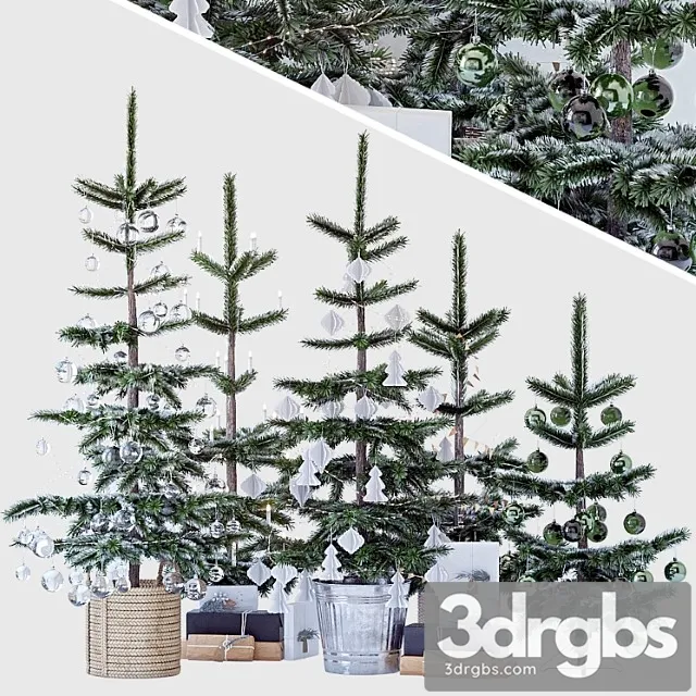 Plant Christmas tree set 1 3D Model Free