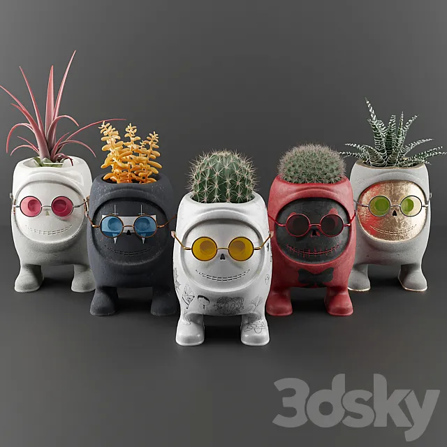 Plant pot set 3D Model