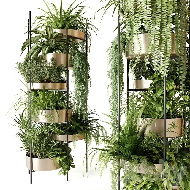 Planter bookcase with plants 3D Model