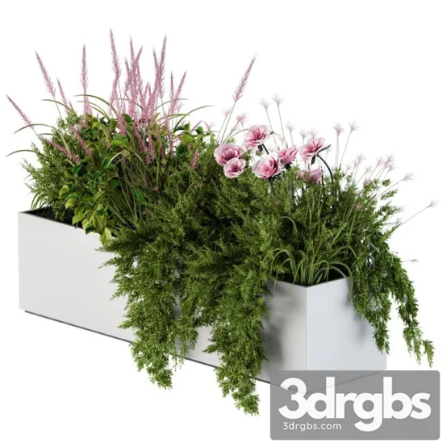 Planter Box For Windows Pink Flower 3D Model Free