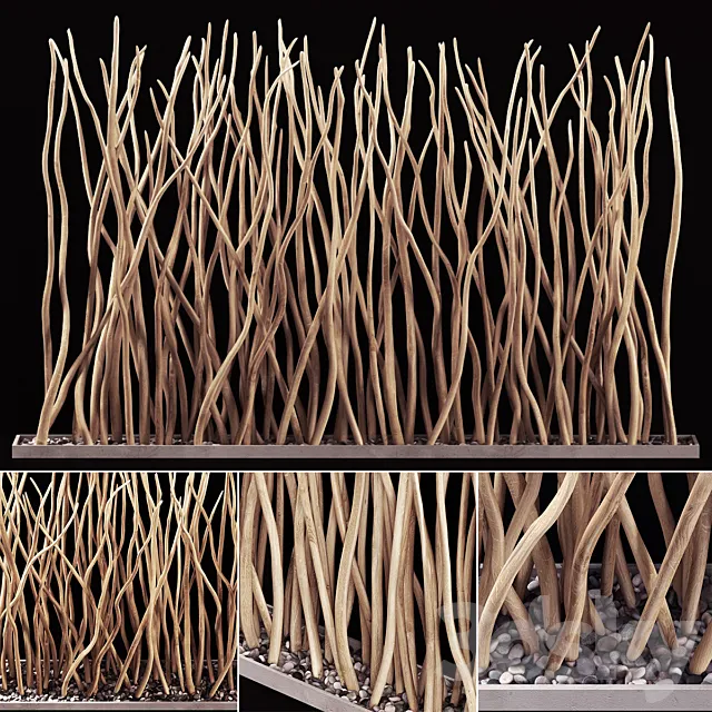 Planter dry branch wall decor _ Cache-pot partition of dry branches 3D Model