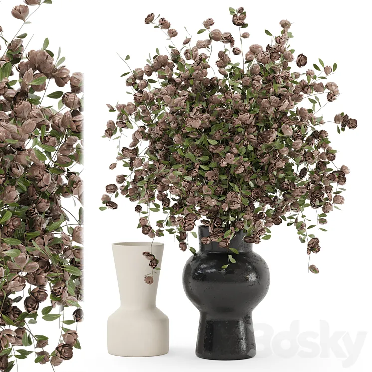 Plants Bouquet Collection In Concrete Pots - Set 1449 3D Model Free
