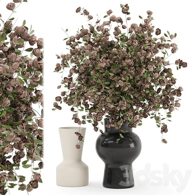 Plants Bouquet Collection In Concrete Pots - Set 1449 3D Model