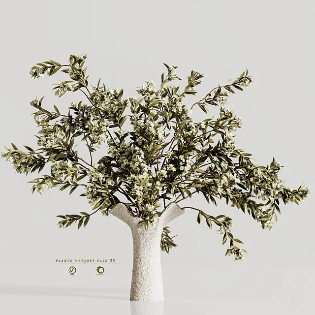 plants bouquet vase 35 3D Model