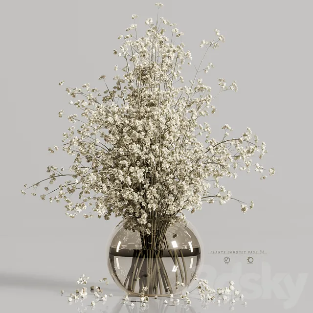 plants bouquet vase 36 3D Model