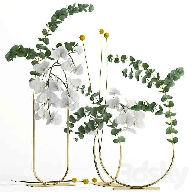 Plants in metal vases Fresh 3DModel