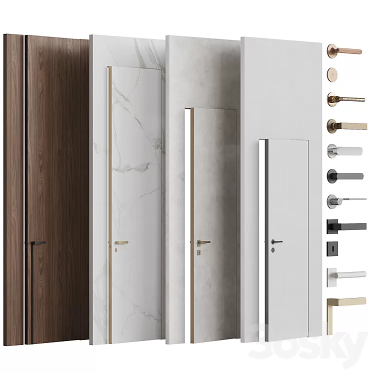 Planum PRO concealed doors with frame and fittings 3D Model Free