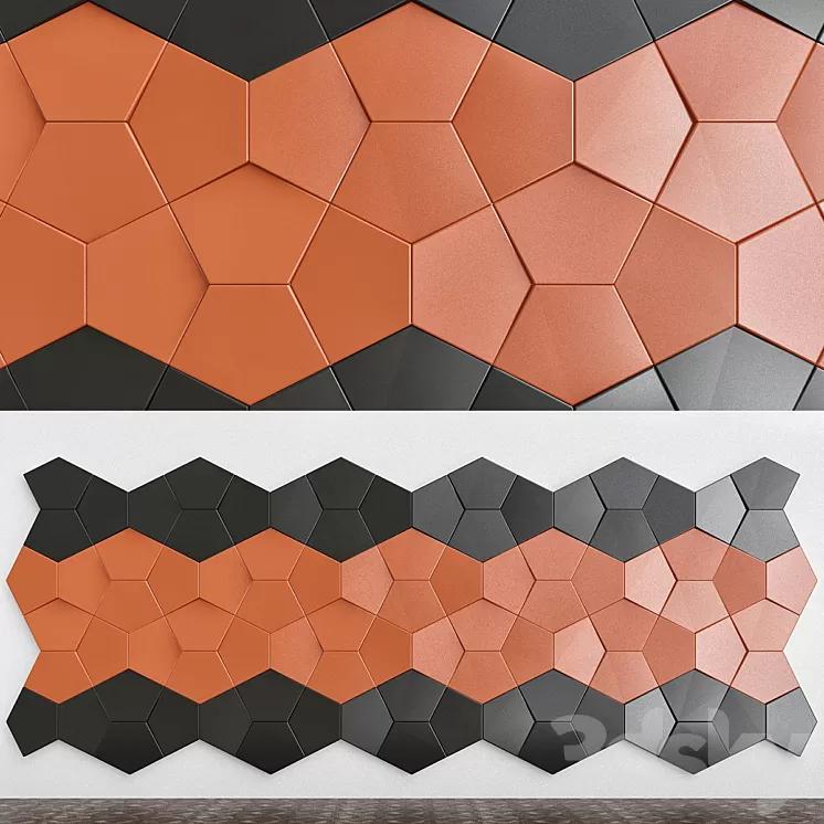 Plaster 3D panels Alivio Nexus series 3D Model