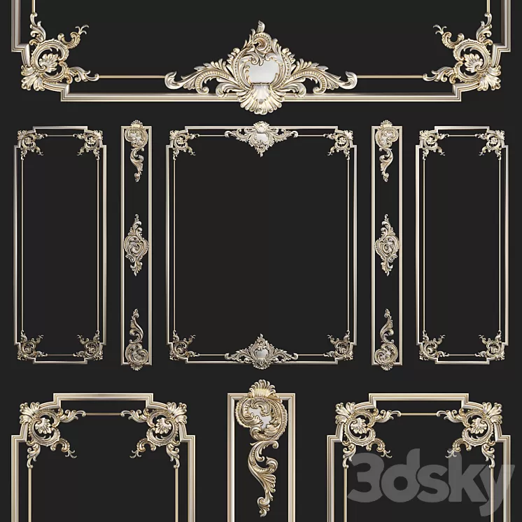 Plaster decorative frame 2 3D Model