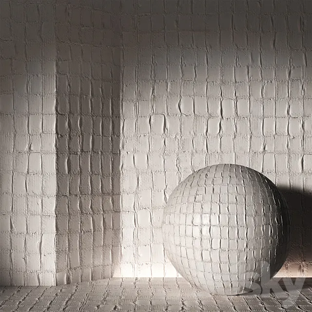 Plaster Patches seamless 4k material. Rough decorative wall finishing. 3D Model
