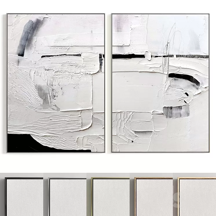 Plaster Two Photo Frame R-142 3D Model