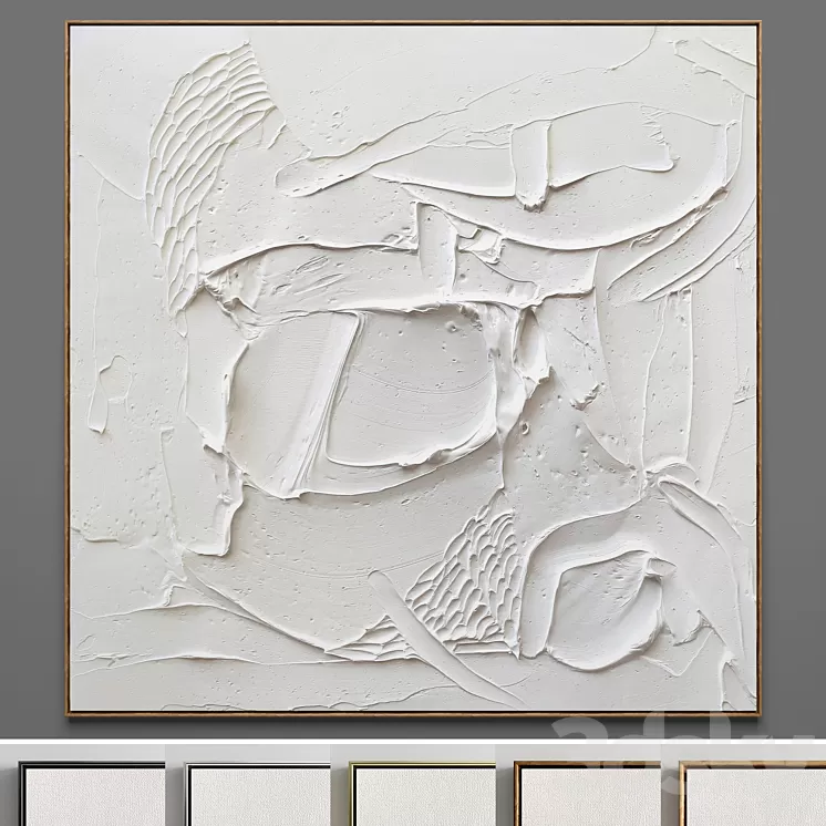 Plaster two square photo frames 04 3D Model
