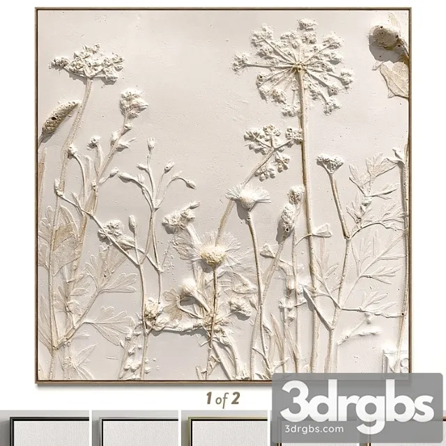 Plaster Two Square Photo Frames 68 3D Model Download
