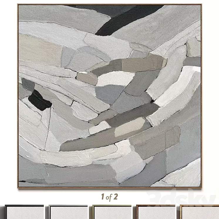 Plaster two square photo frames R-54 3D Model Free