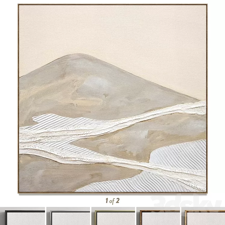 Plaster two square photo frames T-117 3D Model Free